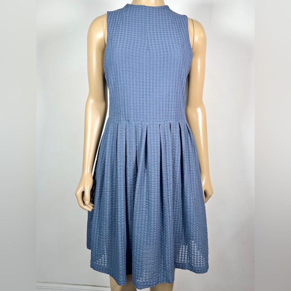 Deletta Anthropologie Women’s Size Medium Cosgrove Blue Pucker Dress Sleeveless
